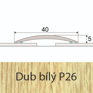 PROFIL Team - Přechodový profil  40 mm, oblý - samolepící Barva dekoru: dub bílý P26, Délka lišty: 270 cm