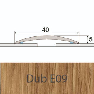 PROFIL Team - Přechodový profil  40 mm, oblý - samolepící Barva dekoru: dub E09, Délka lišty: 270 cm