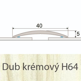 PROFIL Team - Přechodový profil  40 mm, oblý - samolepící Barva dekoru: dub krémový H64, Délka lišty: 100 cm