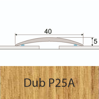 PROFIL Team - Přechodový profil  40 mm, oblý - samolepící Barva dekoru: dub P25A, Délka lišty: 100 cm