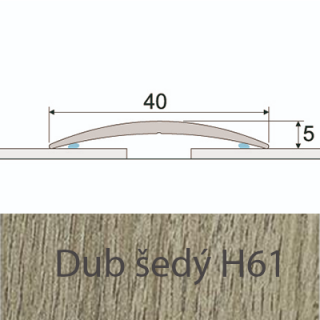 PROFIL Team - Přechodový profil  40 mm, oblý - samolepící Barva dekoru: dub šedý H61, Délka lišty: 100 cm