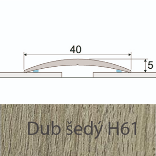 PROFIL Team - Přechodový profil  40 mm, oblý - samolepící Barva dekoru: dub šedý H61, Délka lišty: 270 cm