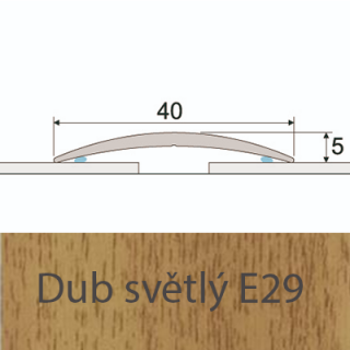 PROFIL Team - Přechodový profil  40 mm, oblý - samolepící Barva dekoru: dub světlý E29, Délka lišty: 270 cm