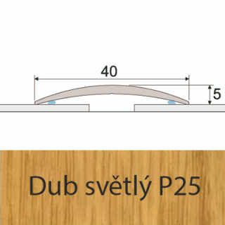 PROFIL Team - Přechodový profil  40 mm, oblý - samolepící Barva dekoru: dub světlý P25, Délka lišty: 100 cm