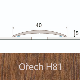 PROFIL Team - Přechodový profil  40 mm, oblý - samolepící Barva dekoru: ořech H81, Délka lišty: 270 cm