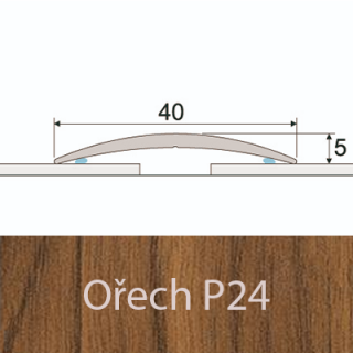 PROFIL Team - Přechodový profil  40 mm, oblý - samolepící Barva dekoru: ořech P24, Délka lišty: 100 cm