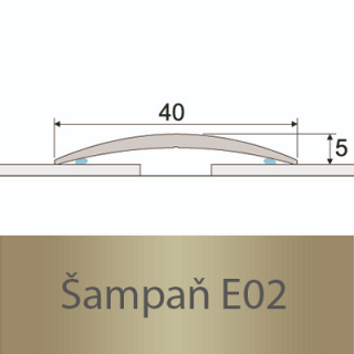 PROFIL Team - Přechodový profil  40 mm, oblý - samolepící Barva dekoru: šampaň E02, Délka lišty: 270 cm