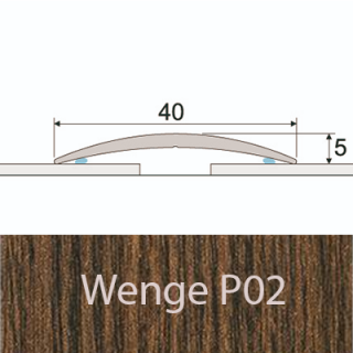 PROFIL Team - Přechodový profil  40 mm, oblý - samolepící Barva dekoru: wenge P02, Délka lišty: 270 cm