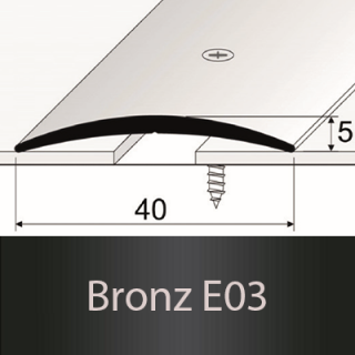 PROFIL Team - Přechodový profil 40 mm, oblý - šroubovací Barva dekoru: bronz E03, Délka lišty: 270 cm