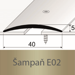 PROFIL Team - Přechodový profil 40 mm, oblý - šroubovací Barva dekoru: šampaň E02, Délka lišty: 93 cm