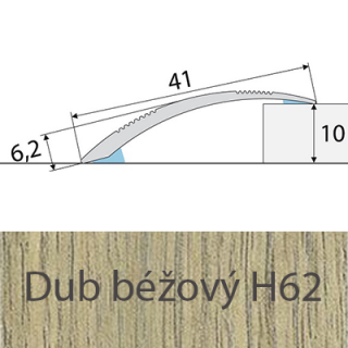 PROFIL Team - Přechodový profil  41 mm, oblý - samolepící Barva dekoru: dub béžový H62, Délka lišty: 100 cm