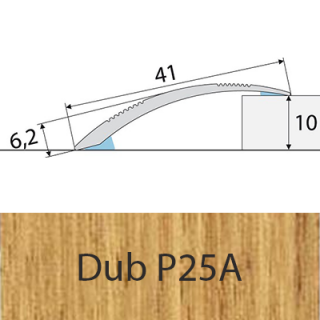 PROFIL Team - Přechodový profil  41 mm, oblý - samolepící Barva dekoru: dub P25A, Délka lišty: 100 cm