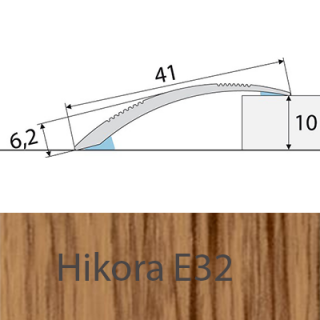 PROFIL Team - Přechodový profil  41 mm, oblý - samolepící Barva dekoru: hikora E32, Délka lišty: 100 cm