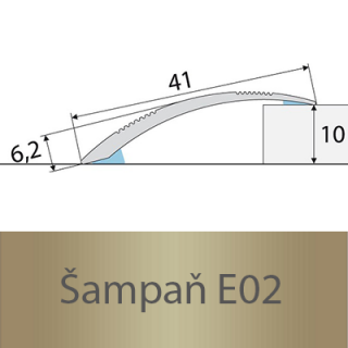 PROFIL Team - Přechodový profil  41 mm, oblý - samolepící Barva dekoru: šampaň E02, Délka lišty: 100 cm
