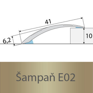 PROFIL Team - Přechodový profil  41 mm, oblý - samolepící Barva dekoru: šampaň E02, Délka lišty: 270 cm