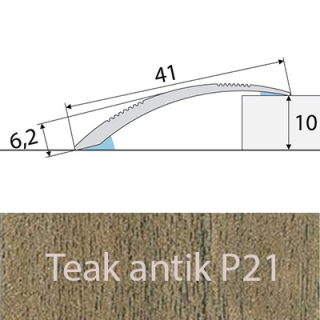 PROFIL Team - Přechodový profil  41 mm, oblý - samolepící Barva dekoru: teak antik P21, Délka lišty: 100 cm