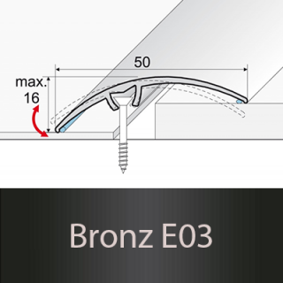 PROFIL Team - Přechodový profil 50 mm, oblý - narážecí Barva dekoru: bronz E03, Délka lišty: 270 cm