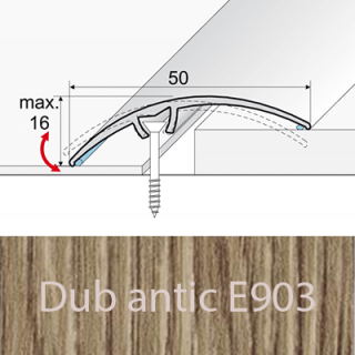 PROFIL Team - Přechodový profil 50 mm, oblý - narážecí Barva dekoru: dub antik E903, Délka lišty: 270 cm