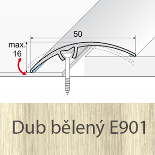 PROFIL Team - Přechodový profil 50 mm, oblý - narážecí Barva dekoru: dub bělený E901, Délka lišty: 270 cm