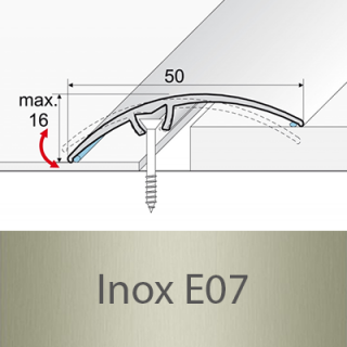 PROFIL Team - Přechodový profil 50 mm, oblý - narážecí Barva dekoru: inox E07, Délka lišty: 270 cm