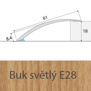 PROFIL Team - Přechodový profil 61 mm, oblý - samolepící Barva dekoru: buk světlý E28, Délka lišty: 270 cm