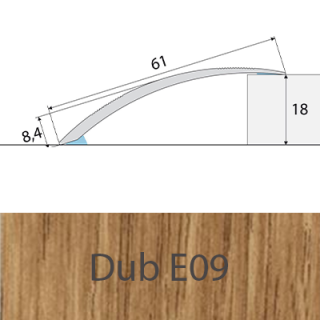 PROFIL Team - Přechodový profil 61 mm, oblý - samolepící Barva dekoru: dub E09, Délka lišty: 270 cm