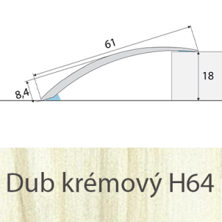 PROFIL Team - Přechodový profil 61 mm, oblý - samolepící Barva dekoru: dub krémový H64, Délka lišty: 100 cm