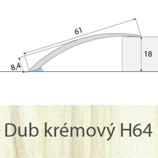 PROFIL Team - Přechodový profil 61 mm, oblý - samolepící Barva dekoru: dub krémový H64, Délka lišty: 270 cm