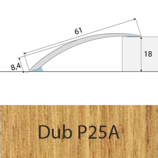 PROFIL Team - Přechodový profil 61 mm, oblý - samolepící Barva dekoru: dub P25A, Délka lišty: 100 cm