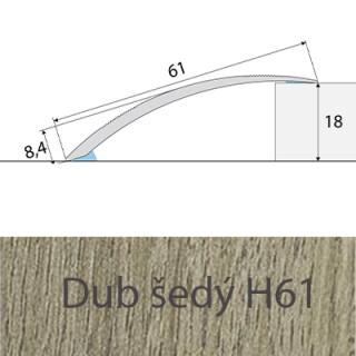 PROFIL Team - Přechodový profil 61 mm, oblý - samolepící Barva dekoru: dub šedý H61, Délka lišty: 100 cm