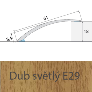 PROFIL Team - Přechodový profil 61 mm, oblý - samolepící Barva dekoru: dub světlý E29, Délka lišty: 100 cm