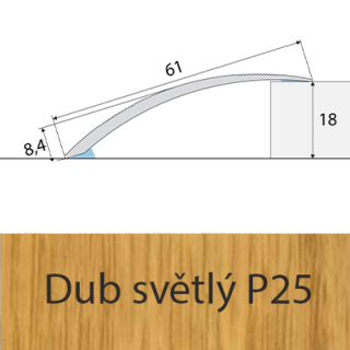 PROFIL Team - Přechodový profil 61 mm, oblý - samolepící Barva dekoru: dub světlý P25, Délka lišty: 100 cm