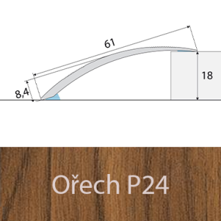 PROFIL Team - Přechodový profil 61 mm, oblý - samolepící Barva dekoru: ořech P24, Délka lišty: 100 cm