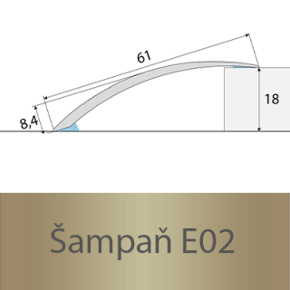 PROFIL Team - Přechodový profil 61 mm, oblý - samolepící Barva dekoru: šampaň E02, Délka lišty: 100 cm