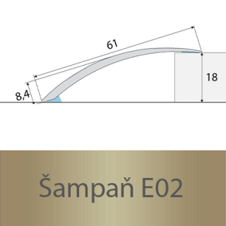 PROFIL Team - Přechodový profil 61 mm, oblý - samolepící Barva dekoru: šampaň E02, Délka lišty: 270 cm