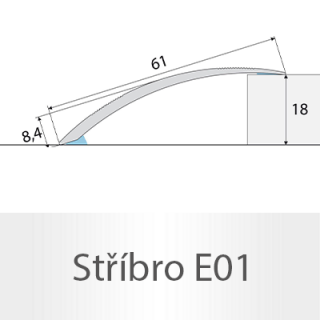 PROFIL Team - Přechodový profil 61 mm, oblý - samolepící Barva dekoru: stříbro E01, Délka lišty: 100 cm