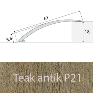 PROFIL Team - Přechodový profil 61 mm, oblý - samolepící Barva dekoru: teak antik P21, Délka lišty: 270 cm