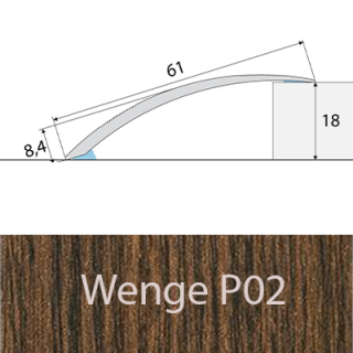 PROFIL Team - Přechodový profil 61 mm, oblý - samolepící Barva dekoru: wenge P02, Délka lišty: 100 cm