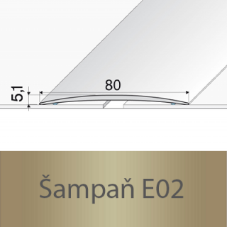 PROFIL Team - Přechodový profil 80 mm, oblý - samolepící Barva dekoru: šampaň E02, Délka lišty: 100 cm