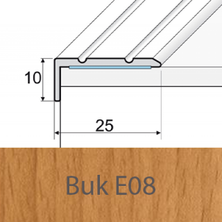 PROFIL Team - Schodová hrana 25 x 10 mm, samolepící Barva dekoru: buk E08, Délka lišty: 270 cm