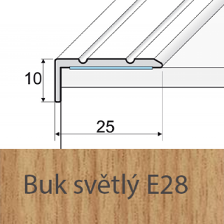 PROFIL Team - Schodová hrana 25 x 10 mm, samolepící Barva dekoru: buk světlý E28, Délka lišty: 120 cm