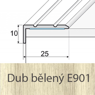 PROFIL Team - Schodová hrana 25 x 10 mm, samolepící Barva dekoru: dub bělený E901, Délka lišty: 120 cm