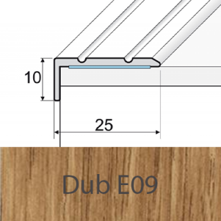 PROFIL Team - Schodová hrana 25 x 10 mm, samolepící Barva dekoru: dub E09, Délka lišty: 120 cm