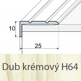 PROFIL Team - Schodová hrana 25 x 10 mm, samolepící Barva dekoru: dub krémový H64, Délka lišty: 120 cm