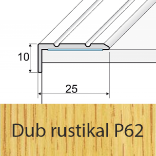 PROFIL Team - Schodová hrana 25 x 10 mm, samolepící Barva dekoru: dub rustical P62, Délka lišty: 120 cm