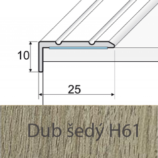 PROFIL Team - Schodová hrana 25 x 10 mm, samolepící Barva dekoru: dub šedý H61, Délka lišty: 120 cm