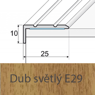 PROFIL Team - Schodová hrana 25 x 10 mm, samolepící Barva dekoru: dub světlý E29, Délka lišty: 120 cm