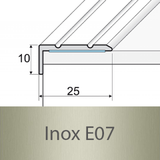 PROFIL Team - Schodová hrana 25 x 10 mm, samolepící Barva dekoru: inox E07, Délka lišty: 120 cm