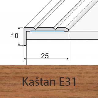 PROFIL Team - Schodová hrana 25 x 10 mm, samolepící Barva dekoru: kaštan E31, Délka lišty: 90 cm - (doprodej - konec výroby)