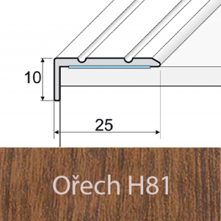 PROFIL Team - Schodová hrana 25 x 10 mm, samolepící Barva dekoru: ořech H81, Délka lišty: 120 cm